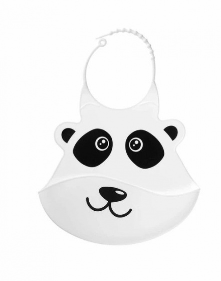 3D-Lätzchen Panda Silikon 28 x 22,5 cm weiß/schwarz