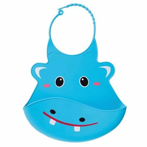 3D-Lätzchen Hippo Silikon 28 x 22,5 cm blau